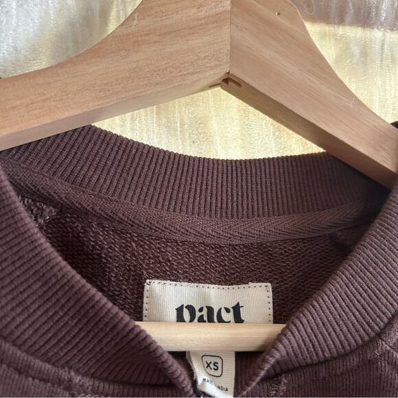 Pact Organic Cotton Downtime Sweatshirt Carob Brown Crewneck Sweater NWT Size XS - Picture 3 of 4